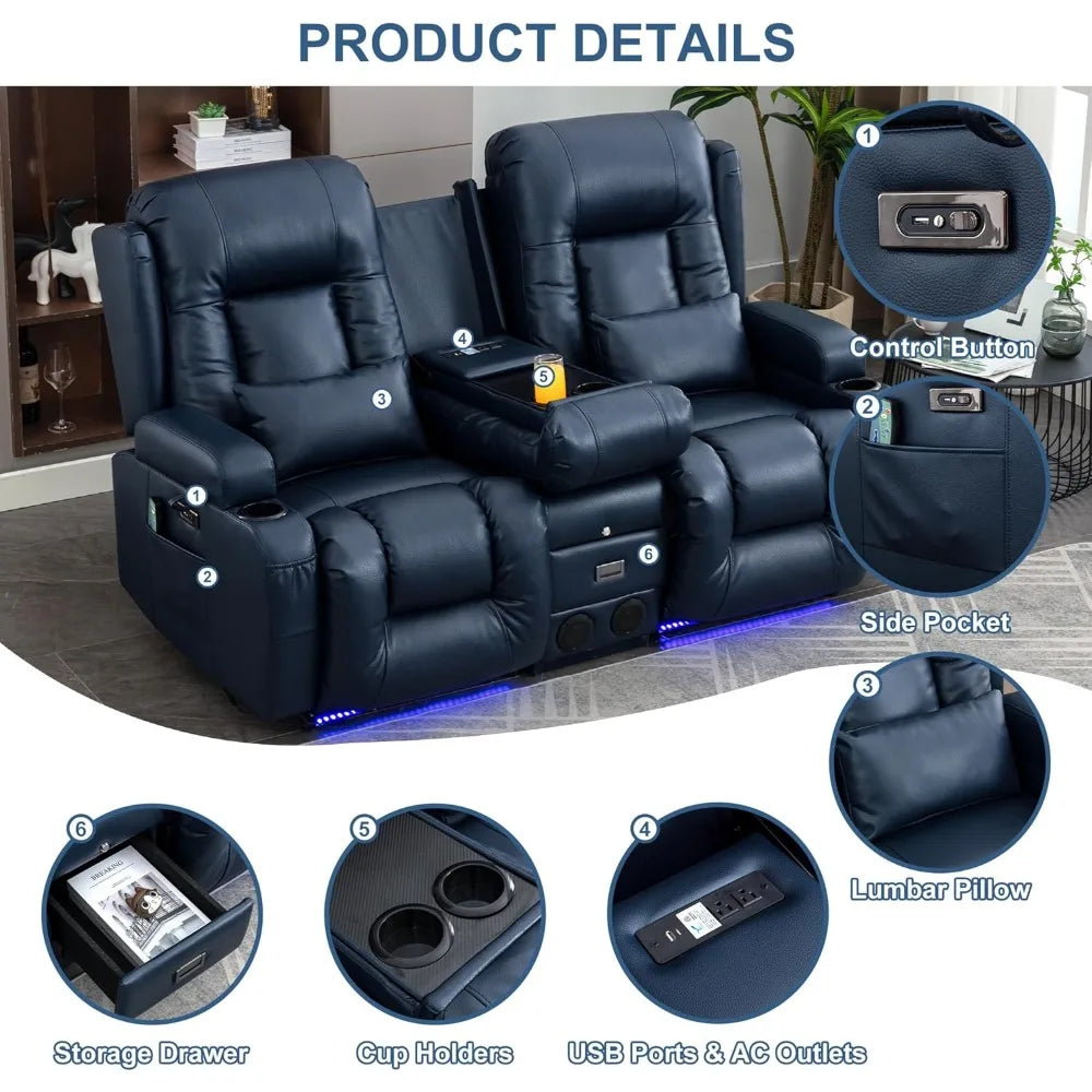 Power Loveseat Recliner with Massage & Heat Feature