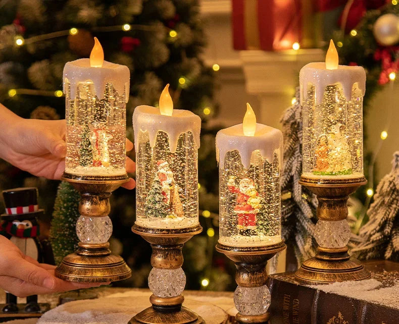 Illuminating Crystal Snow Christmas Candle