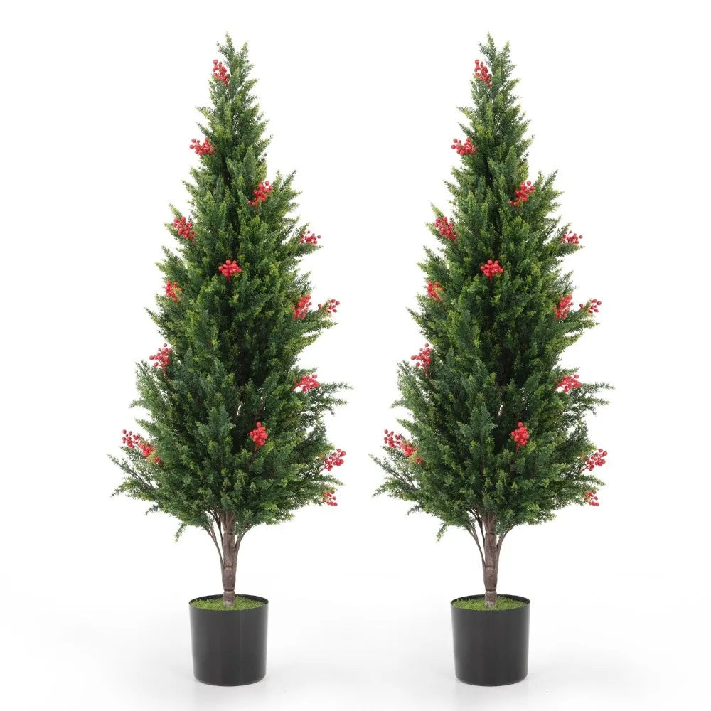 Set of 2 - 5.25 ft Artificial Evergreen Potted Pine Plants