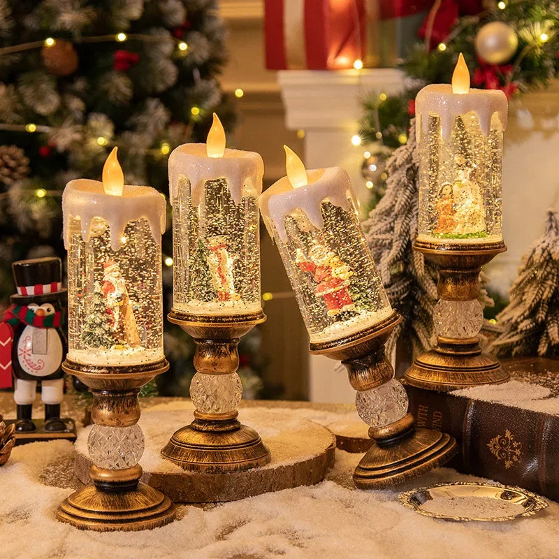 Illuminating Crystal Snow Christmas Candle