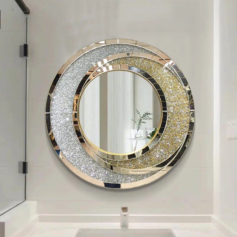 Luxury Diamond-Set Round Mirror