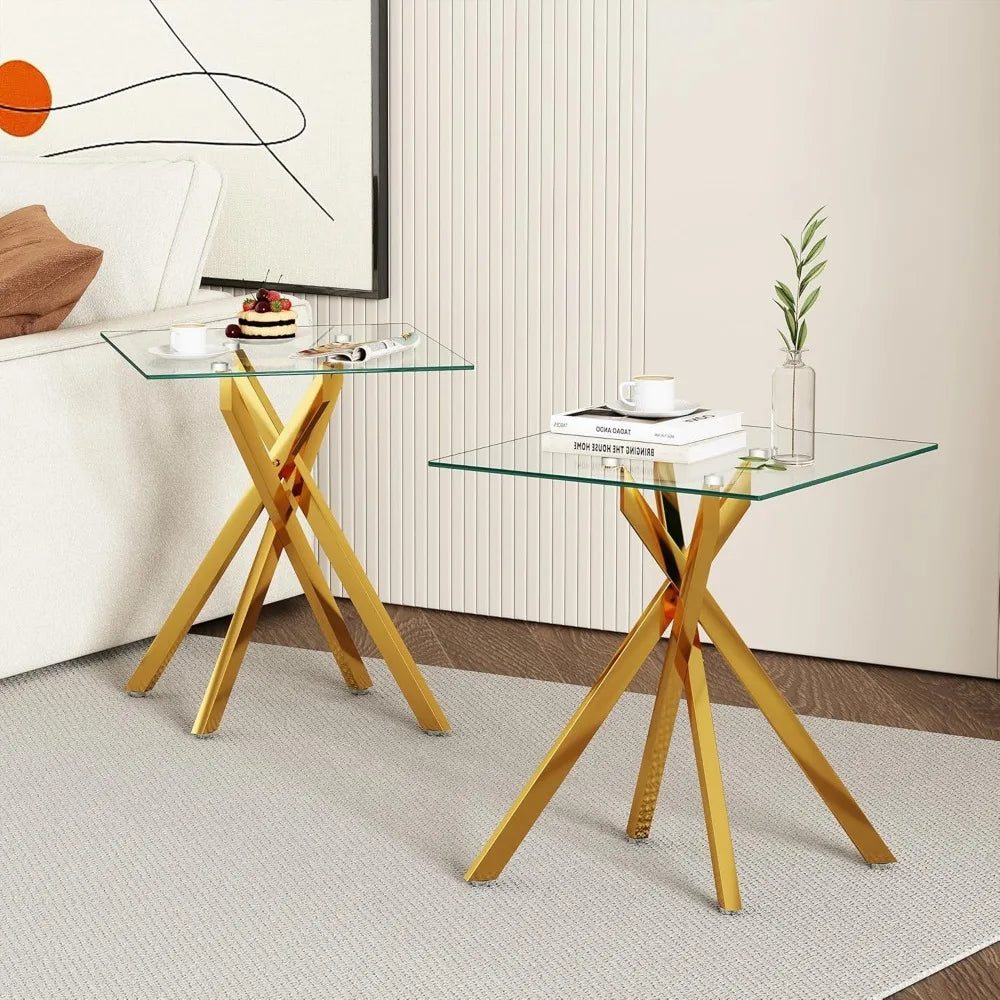 Glass Coffee Table & 2 End Tables Living Room Set