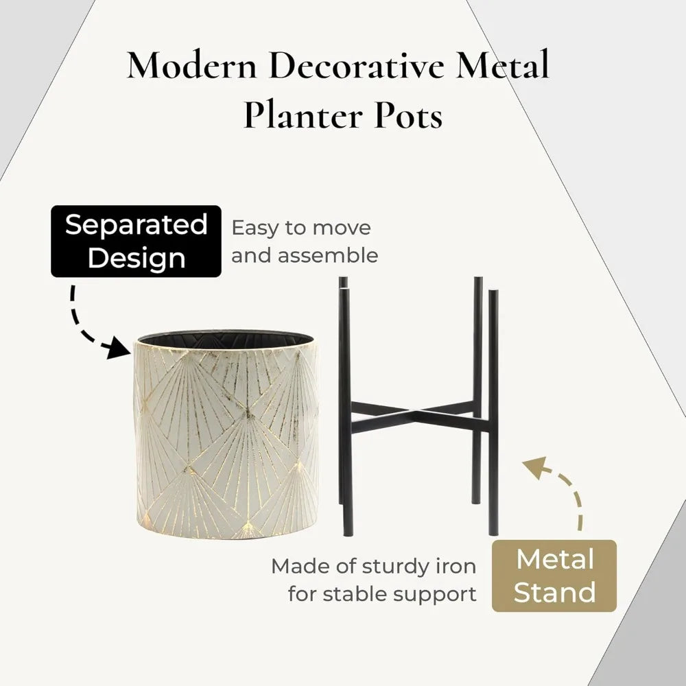 Floor Plants Pots with Stands (Set of 3)