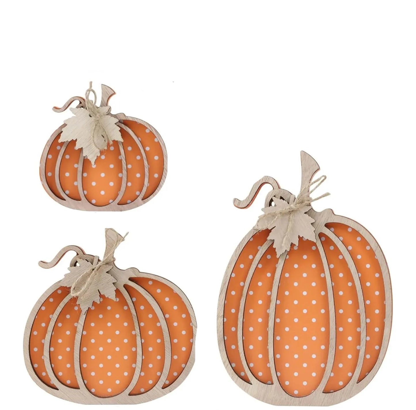 3 Pack of 2D Wooden Pumpkin Decoration