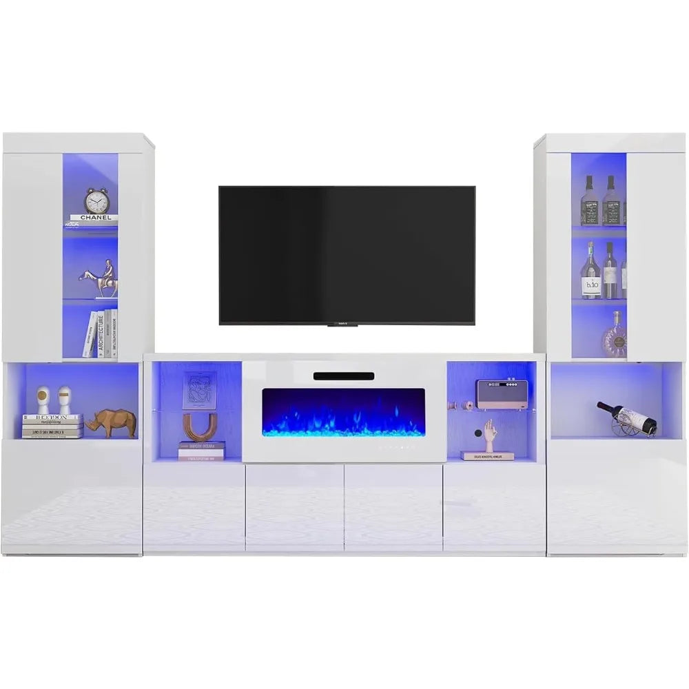 LED TV Entertainment Center w/Bookcase Storage