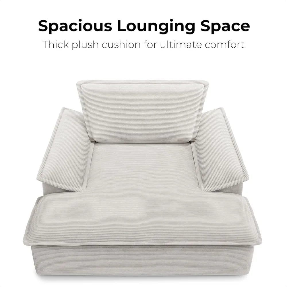 59" Corduroy Oversized Chaise Lounge Sleeper Chair