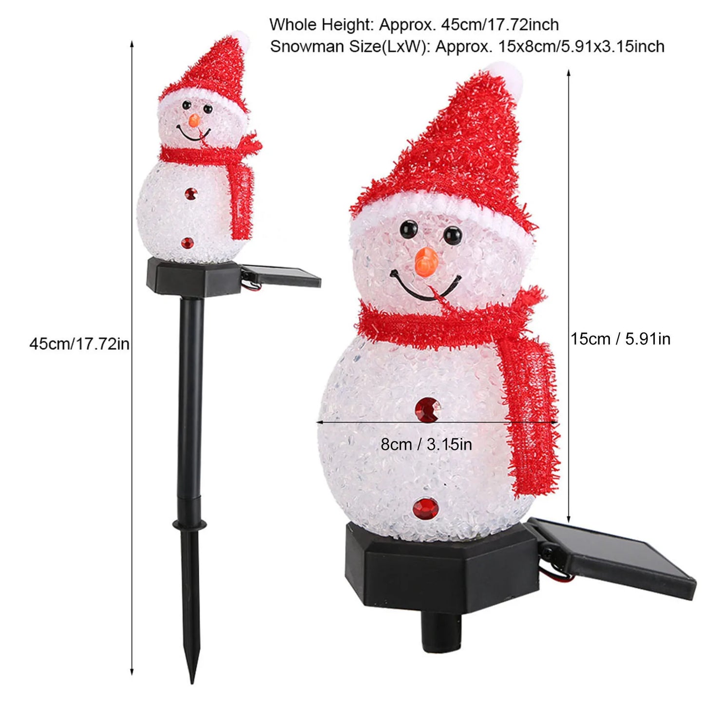 Snowman Solar Light Powered Stakes
