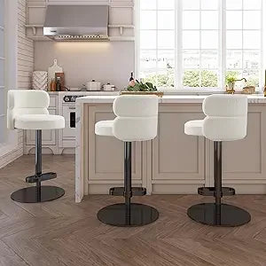 Adjustable Height Velvet Swivel Kitchen Counter Bar Stools