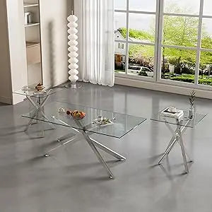 Glass Coffee Table & 2 End Tables Living Room Set