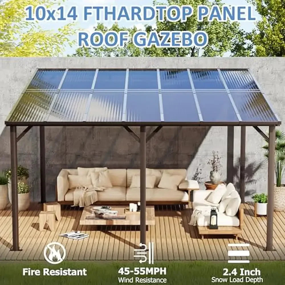 10x14ft. Outdoor Aluminum Frame Wall Mounted Rainproof Wind Resistant Gazebo