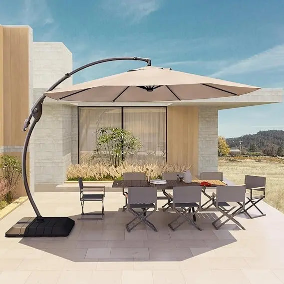 11' 360° Rotation Round Aluminum Patio Umbrella without Base for Garden Porch