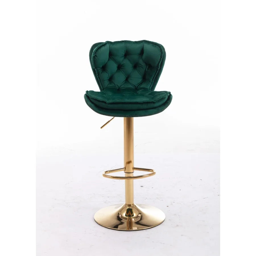 Set of 2 Bar Stools with Chrome Footrest and Base