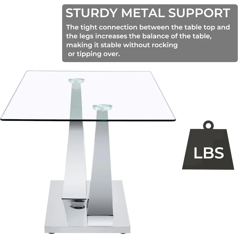 Glass Dining Table with Tempered Glass Tabletop