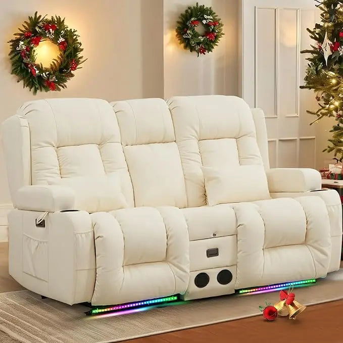 Power Loveseat Recliner with Massage & Heat Feature