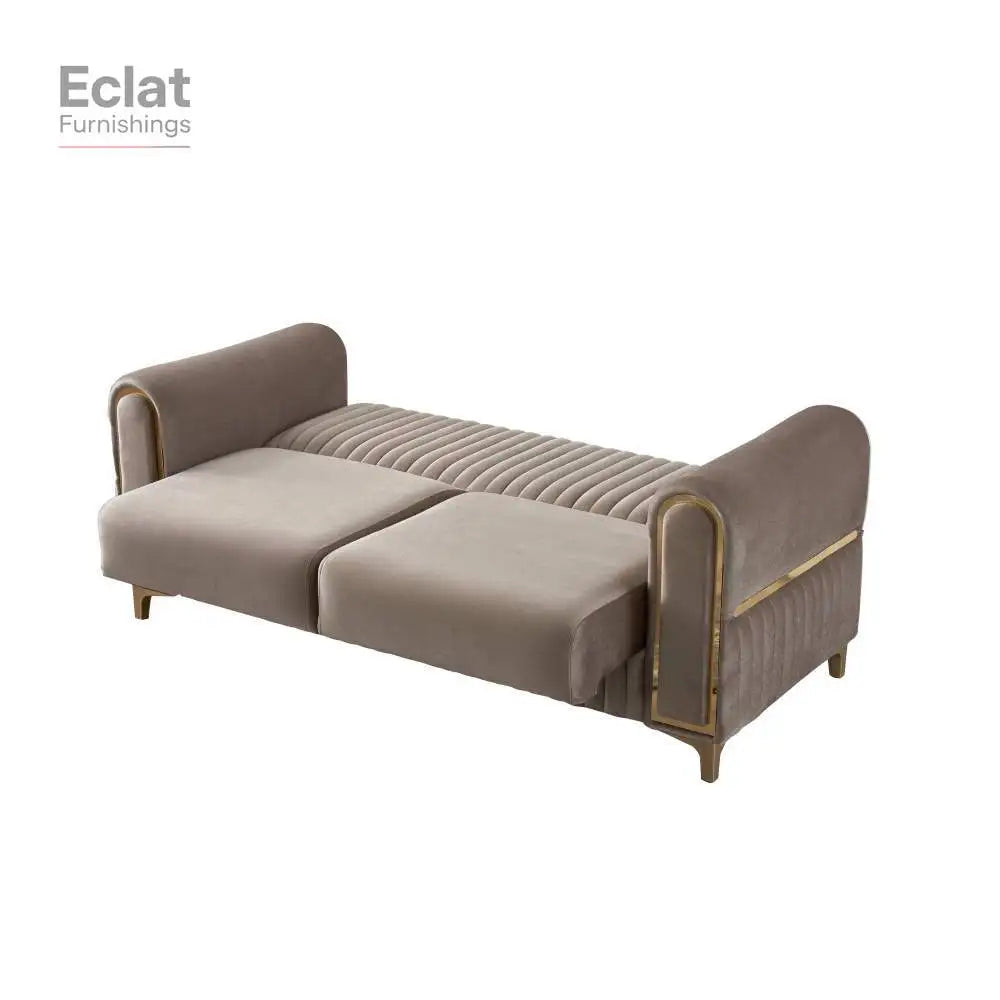 Contemporary Velvet Upholstered Sleeper Loveseat