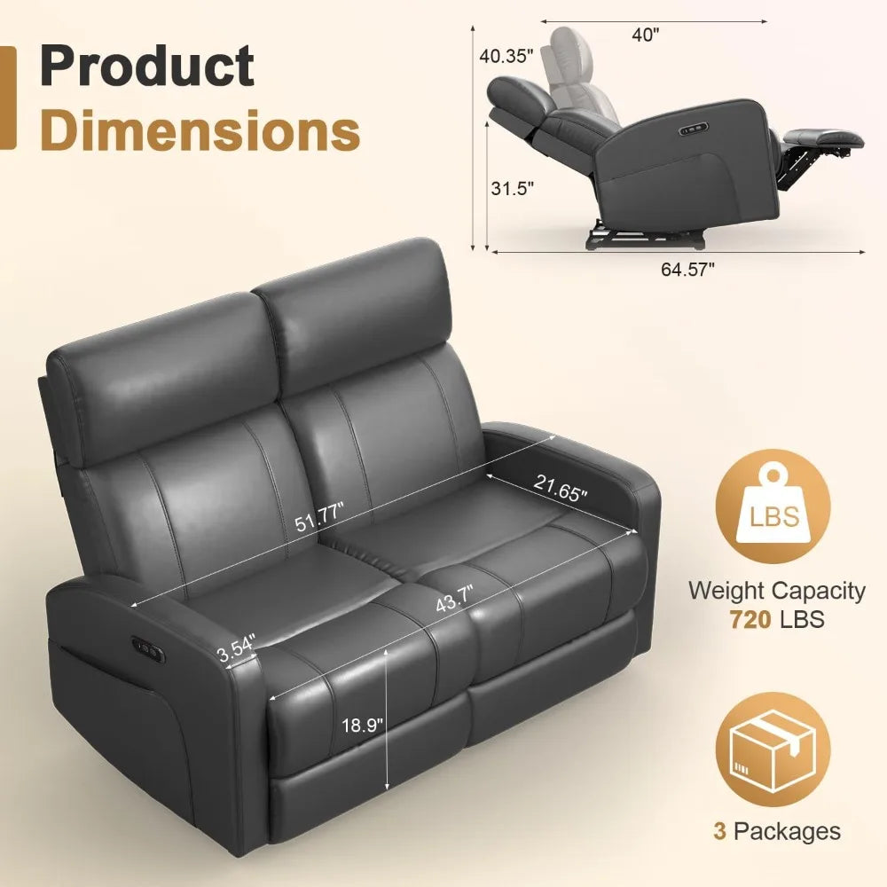 Adjustable Reclining Loveseat with 3-Position Headset
