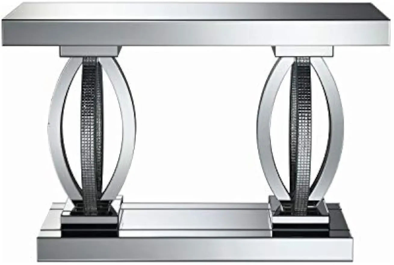Silver Rectangular Mirror Sofa Table