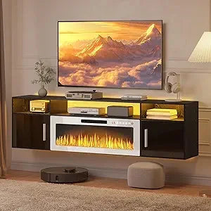 Wall Mounted Entertainment Center with LED Electric Fireplace