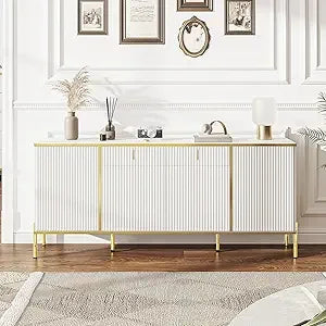 60” Fluted Sideboard Buffet Cabinet with Adjustable Shelves