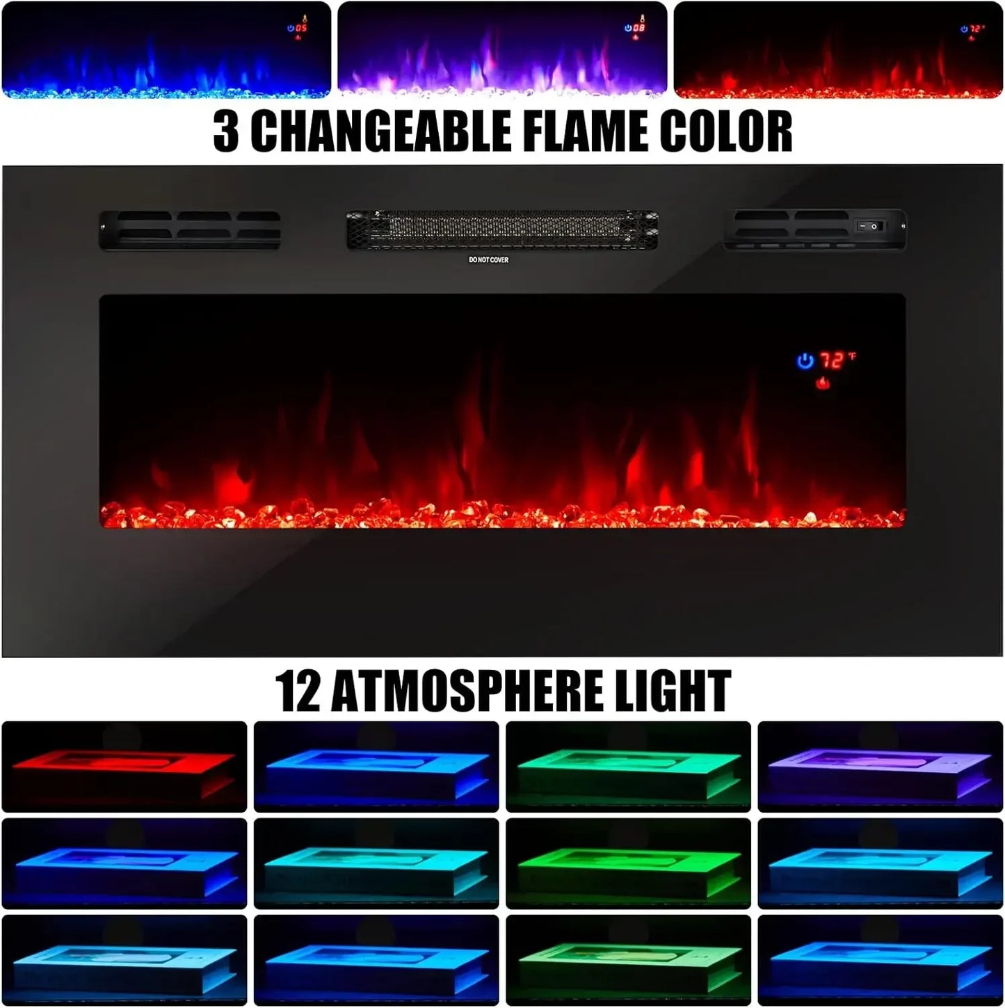 LED Light Entertainment Center with 36" Electric Fireplace