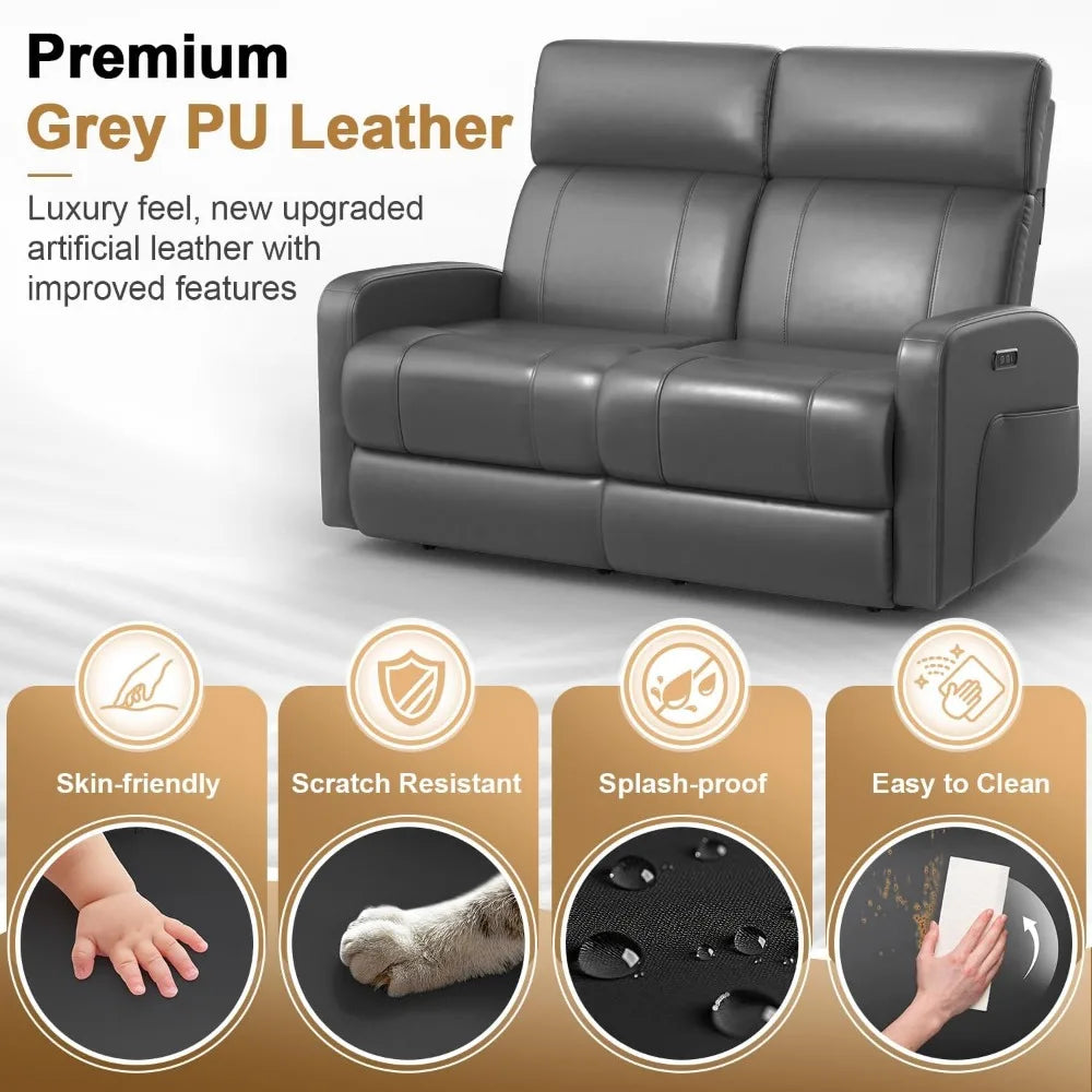 Adjustable Reclining Loveseat with 3-Position Headset