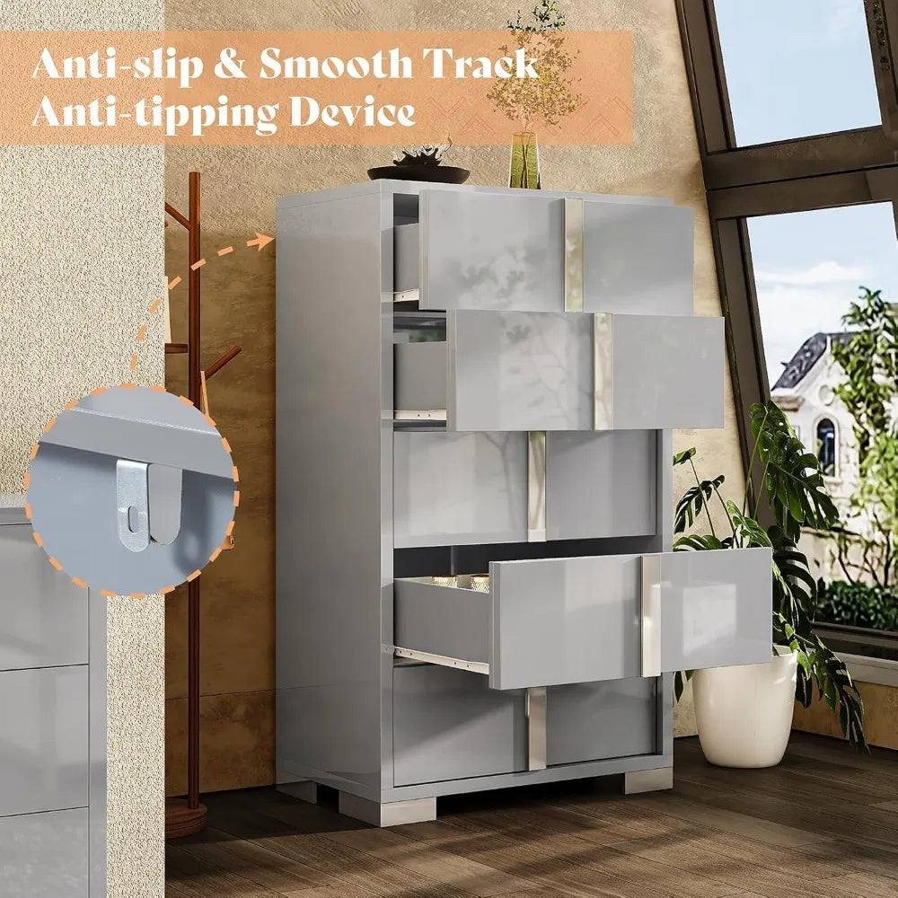 Elegant 5 Drawer Dresser Storage Organizer