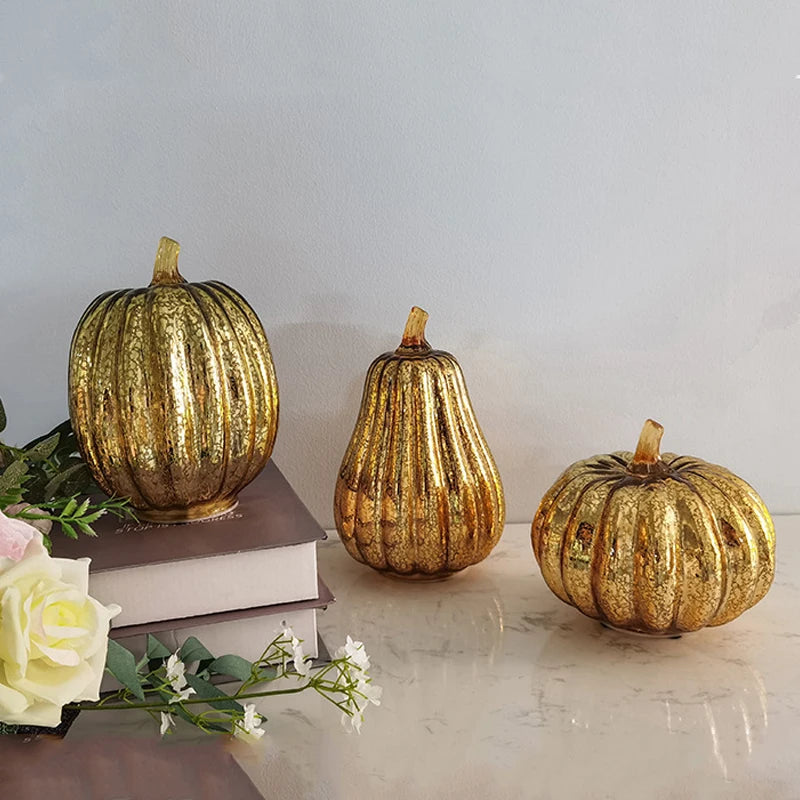 Glass Halloween Pumpkin Lantern Battery Operated
