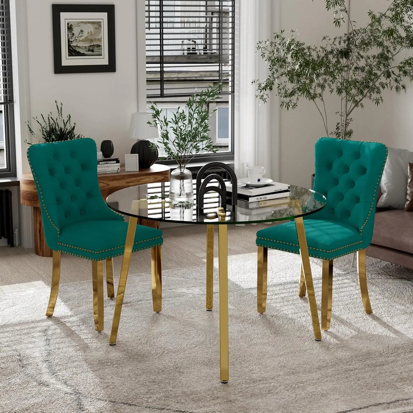 Elegant Circular Glass Top Dining Set for 4