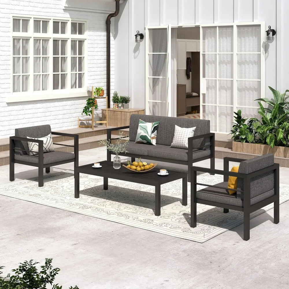 Outdoor 4 Pieces Modern Patio Aluminum Sofa Set