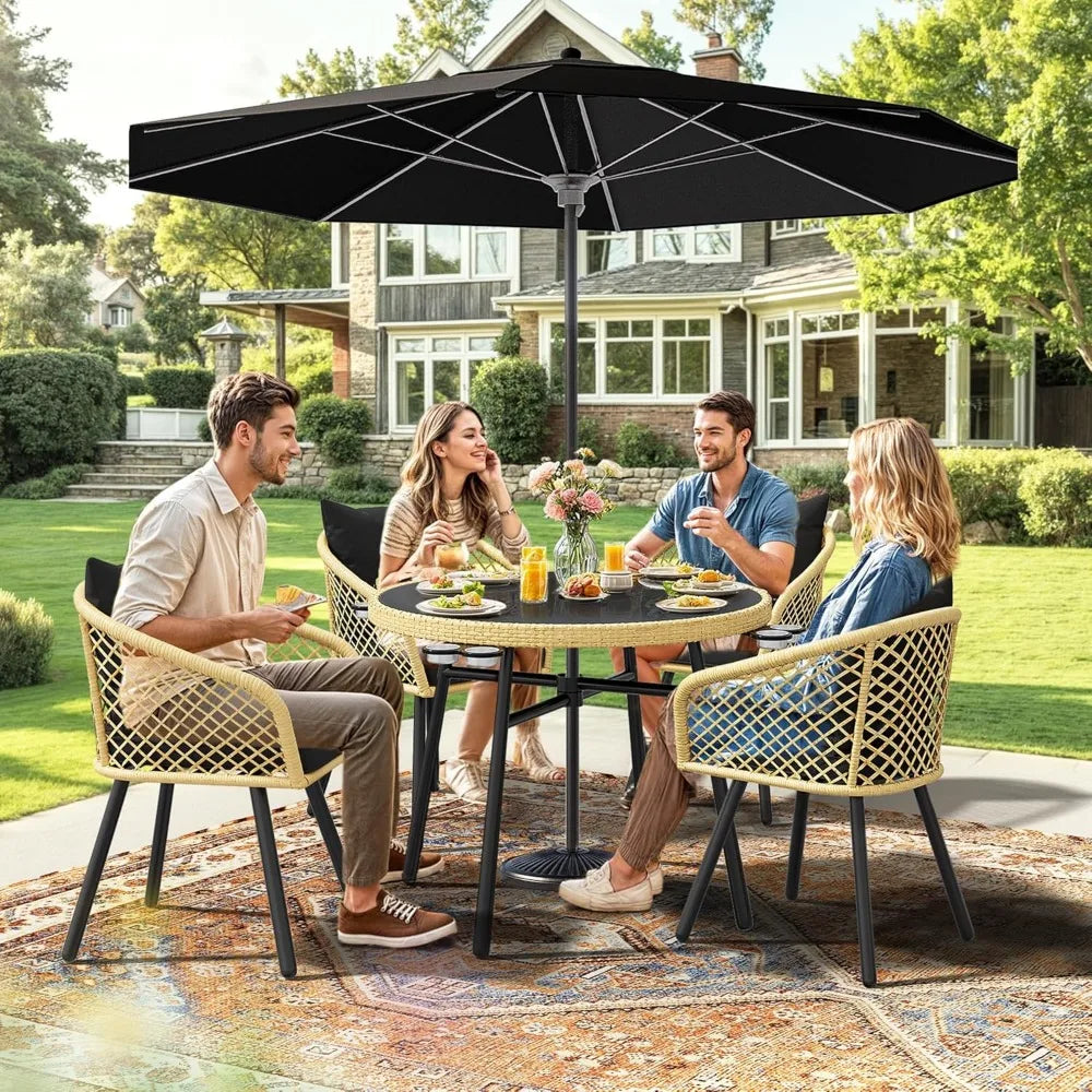 5-Piece Outdoor Dining Set w/Umbrella Hole
