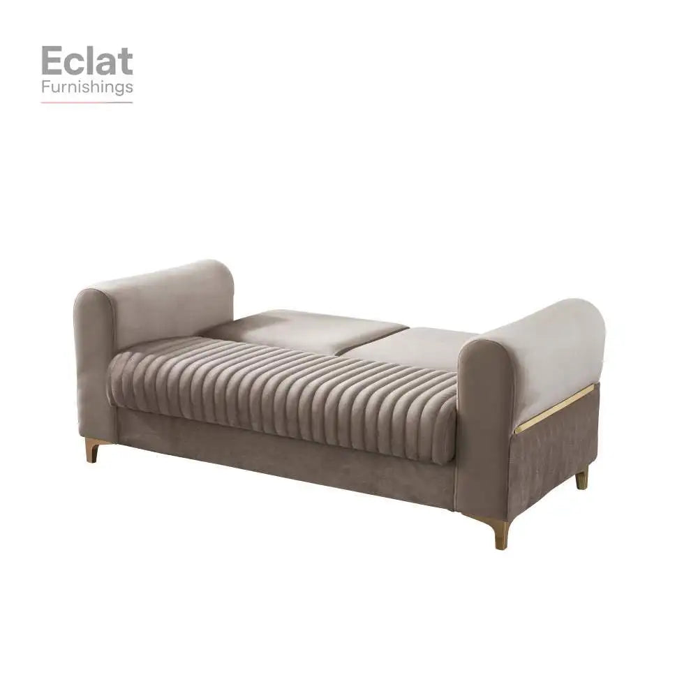 Contemporary Velvet Upholstered Sleeper Loveseat