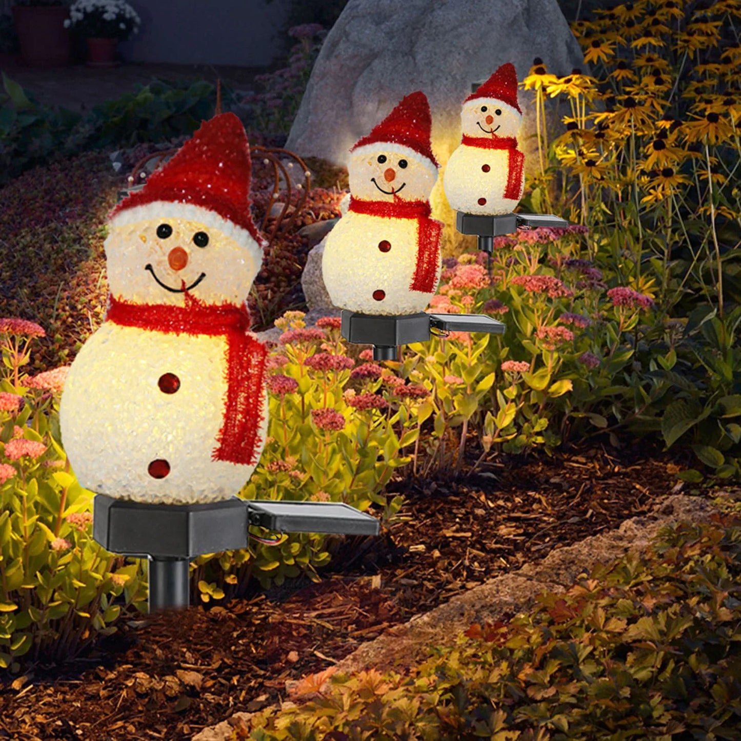 Snowman Solar Light Powered Stakes