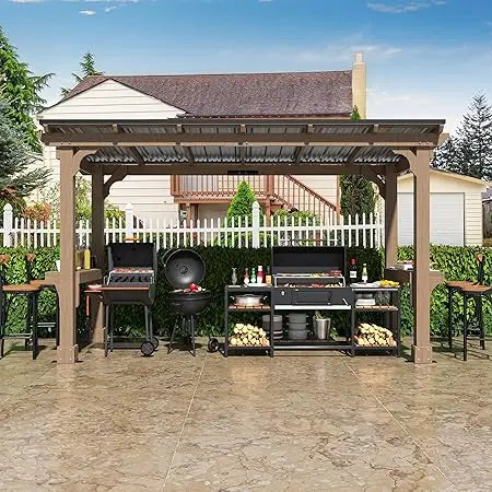 6’x13’ BBQ Grill Gazebo with Galvanized Steel Roof