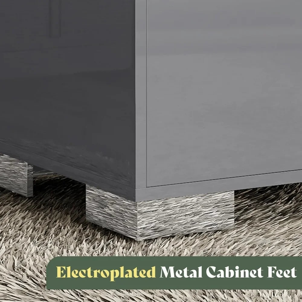 Set of 2 - 23.6" End Tables w/ Drawers, High Gloss UV Finish