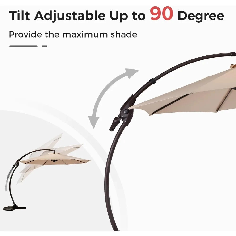 11' 360° Rotation Round Aluminum Patio Umbrella without Base for Garden Porch