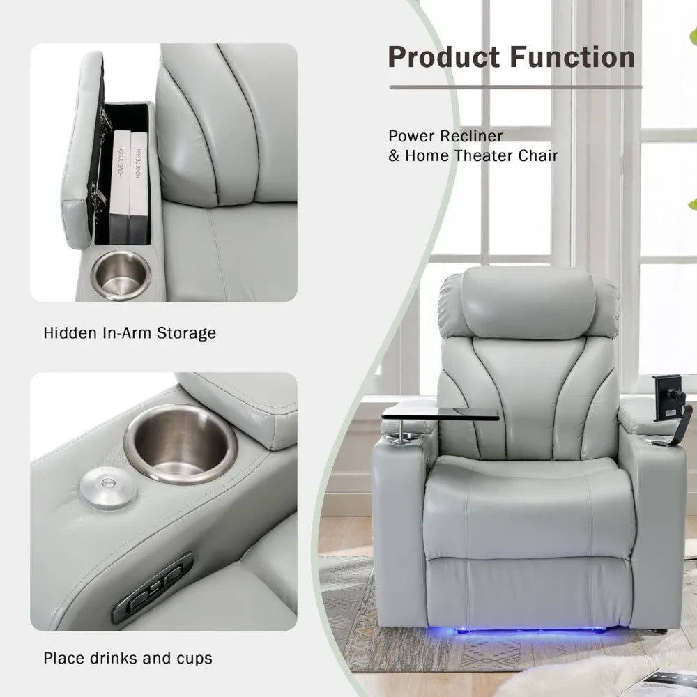 Recliner with USB Charging Port and Hidden Arm Storage
