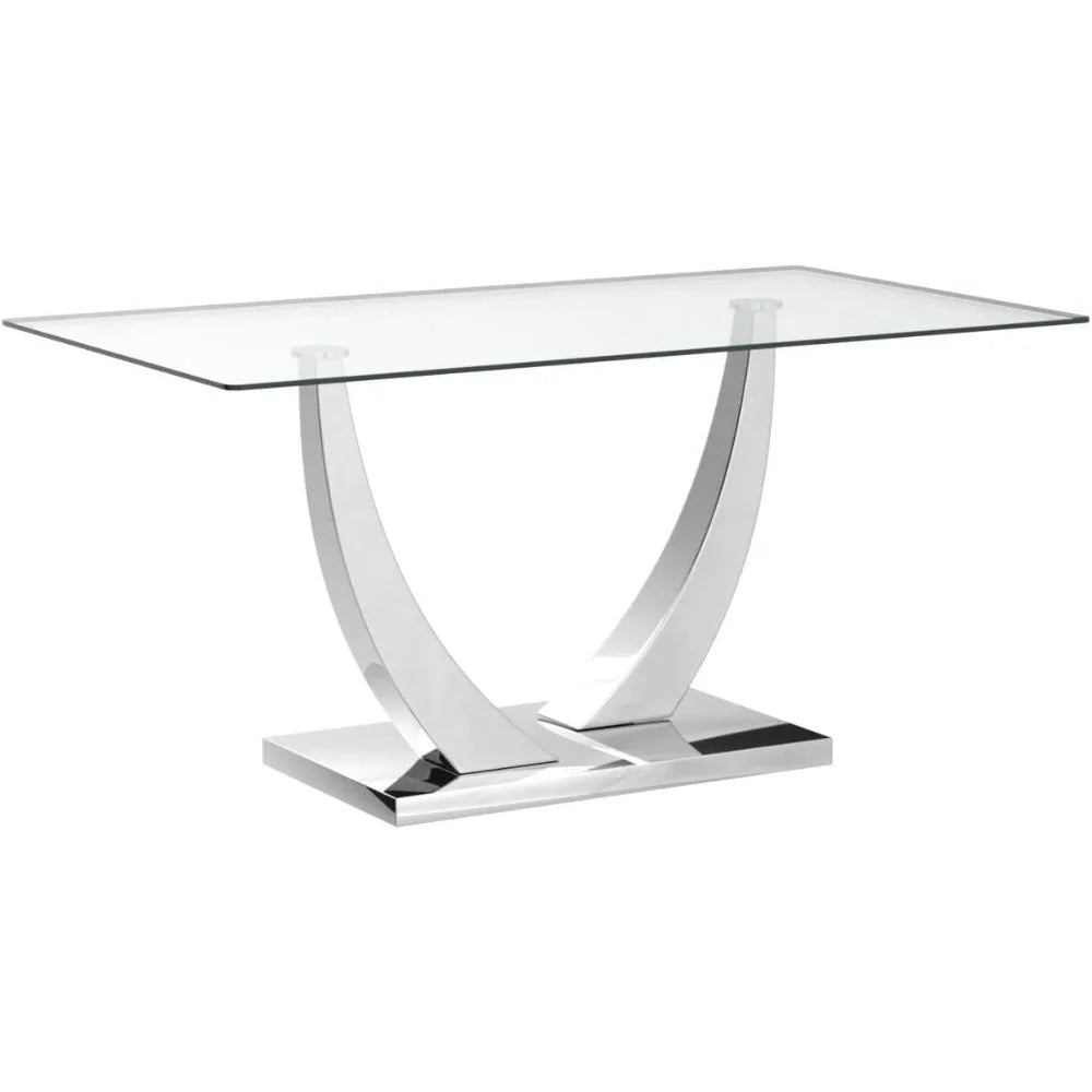 Glass Dining Table with Tempered Glass Tabletop