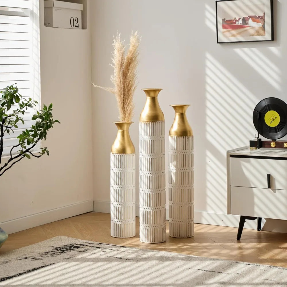 Gold Metallic Metal Vase Centerpiece (Set of3)