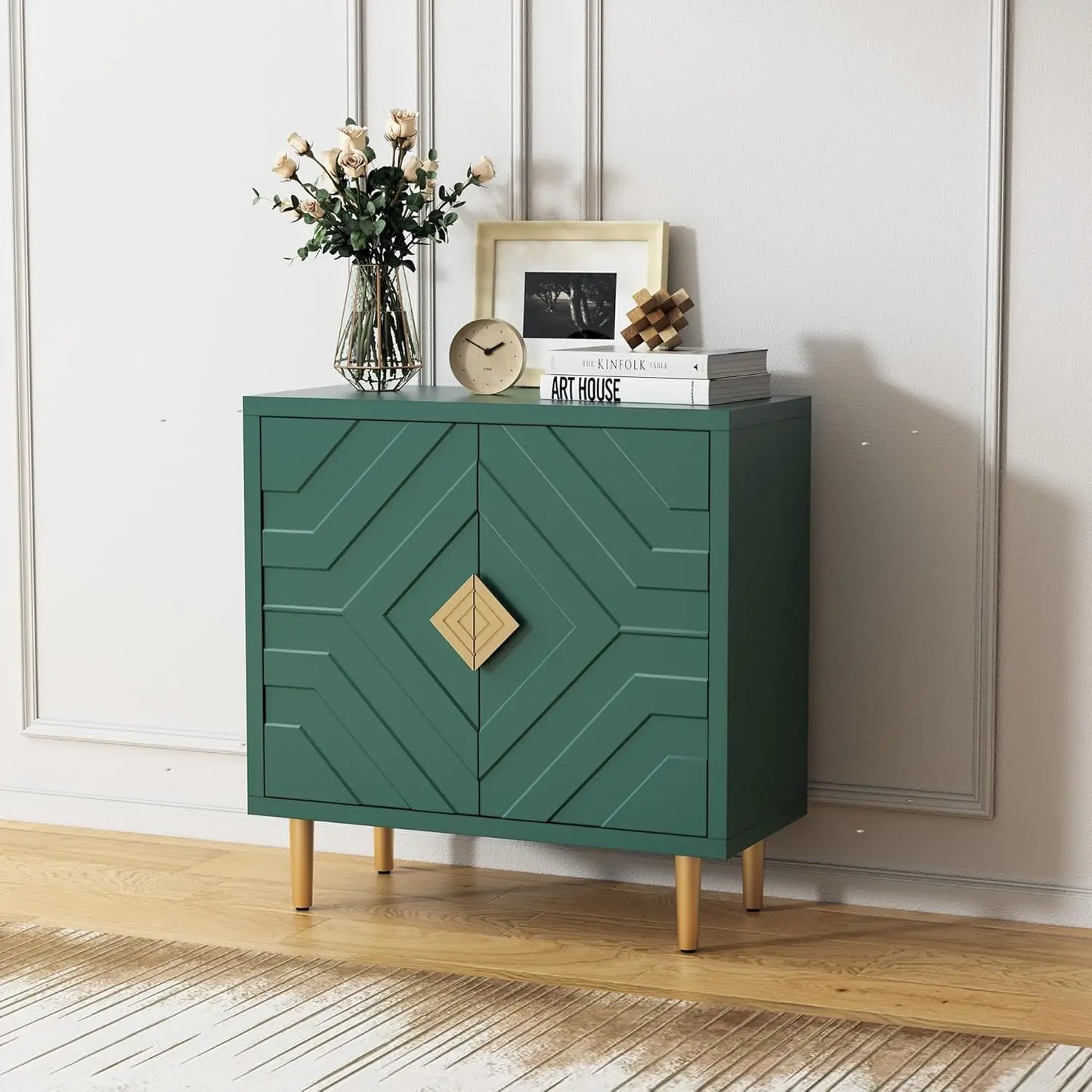 Decorative Embossed 2-Door Accent Cabinet