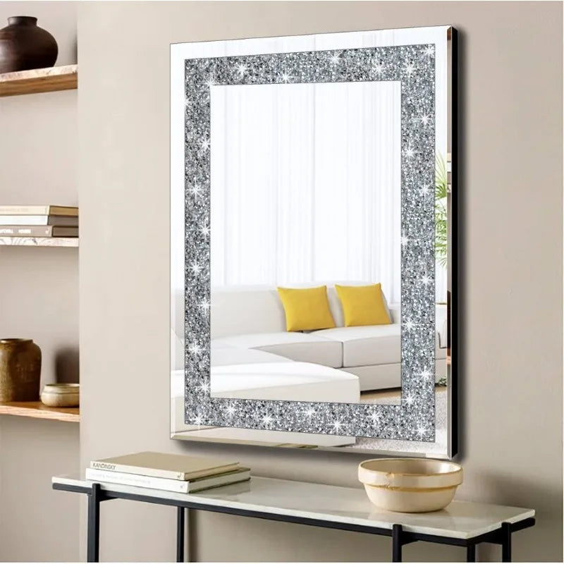 24x32inch Crystal Crush Diamond Rectangle Silver Mirror