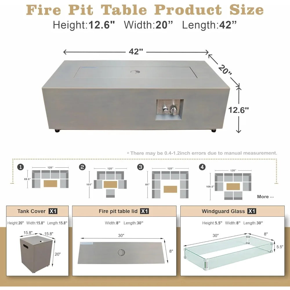 42in. Outdoor Fire Pit Table