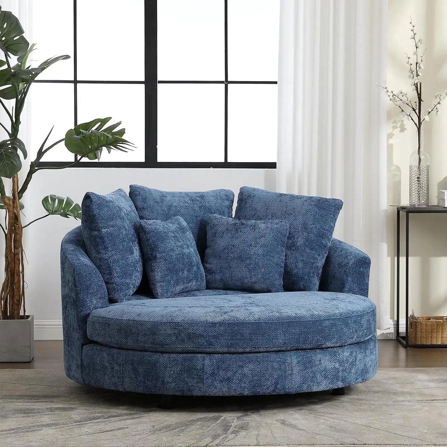 Oversized Chenille Barrel Chair w/ Optional Ottoman