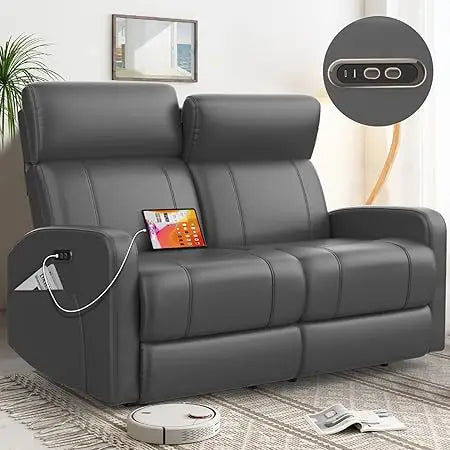 Adjustable Reclining Loveseat with 3-Position Headset