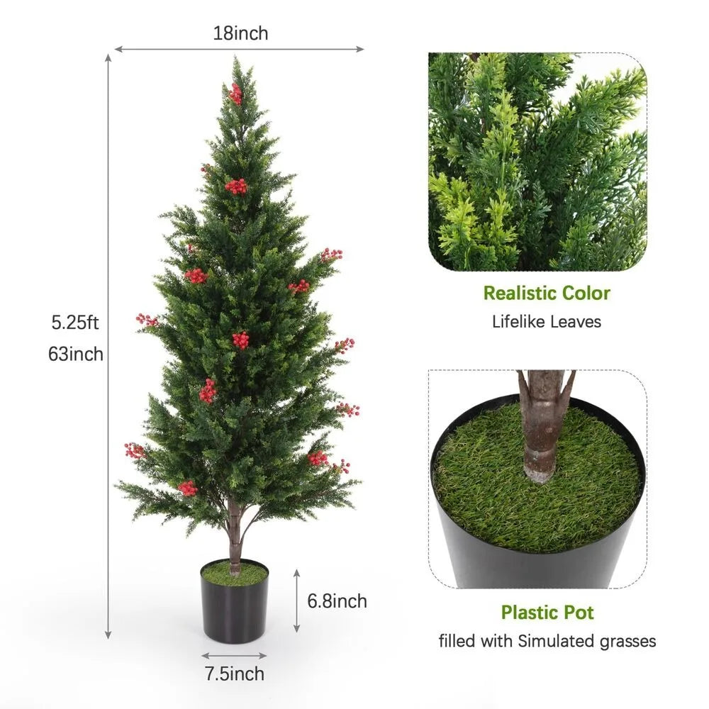Set of 2 - 5.25 ft Artificial Evergreen Potted Pine Plants