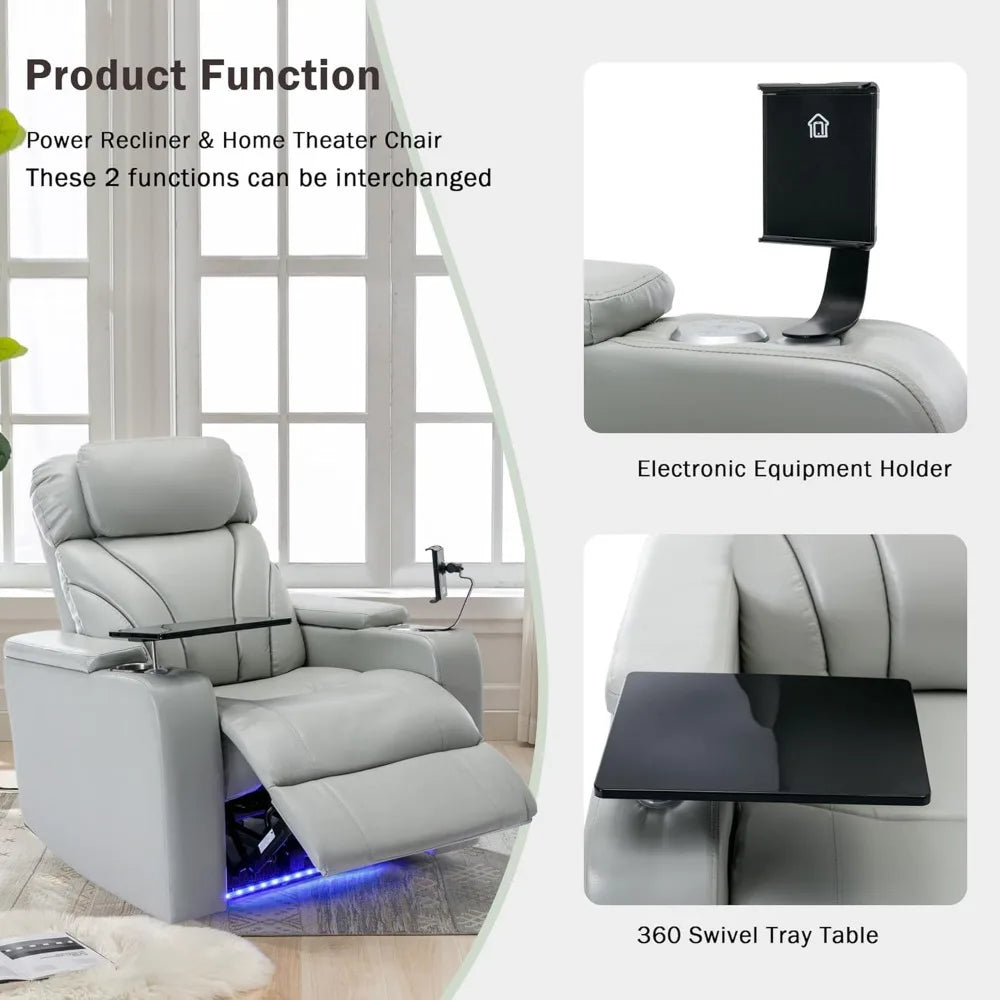 Recliner with USB Charging Port and Hidden Arm Storage