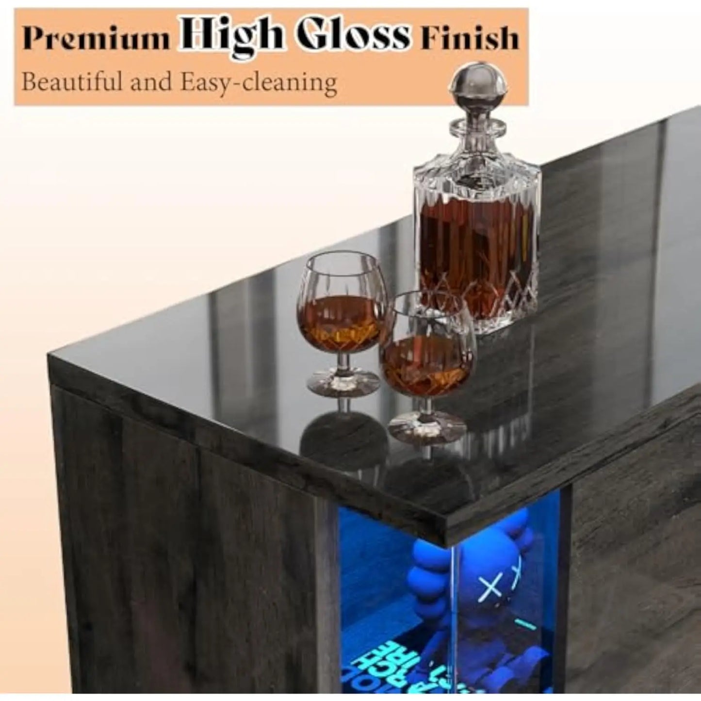 Glossy Oak Fireplace TV Stand w/36in. Fireplace for TVs up to 80in.