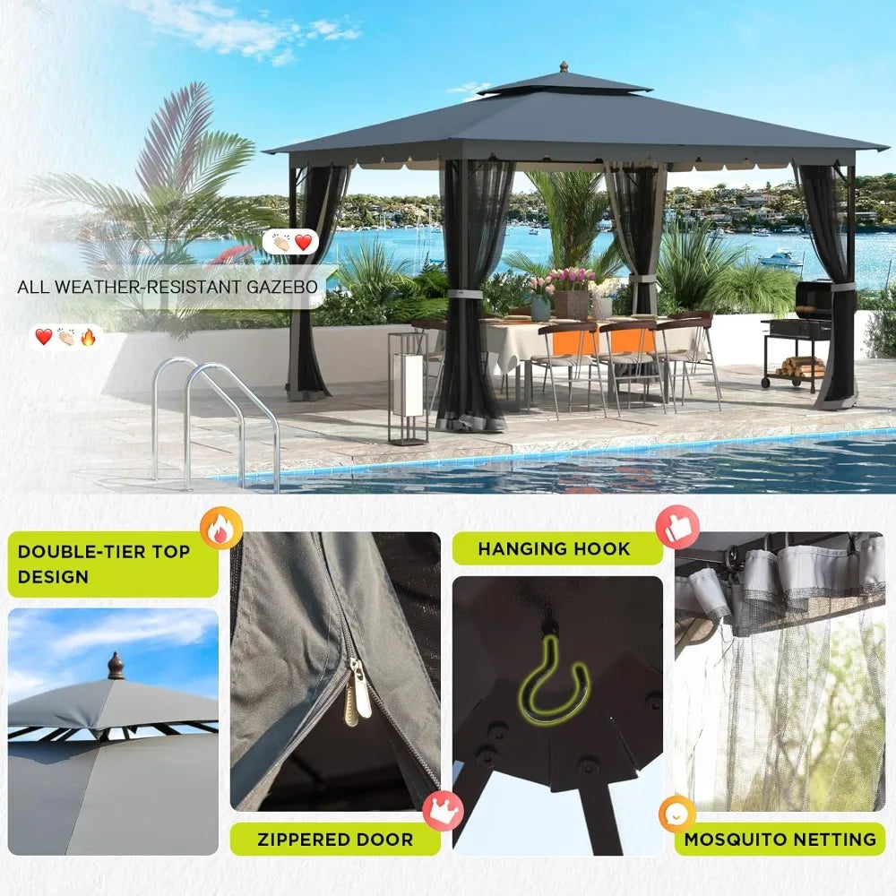 10x12ft. Patio Gazebo with Mosquito Netting