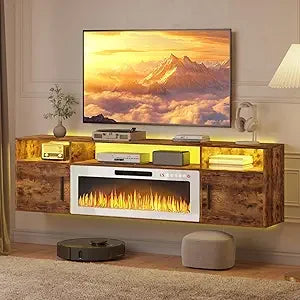 Wall Mounted Entertainment Center with LED Electric Fireplace