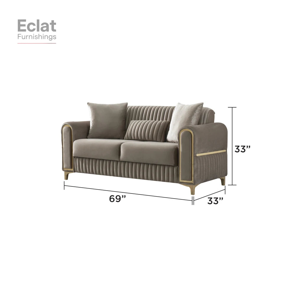 Contemporary Velvet Upholstered Sleeper Loveseat