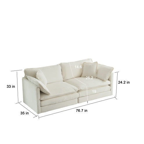 Chenille L-Shaped Sectional With Ottoman